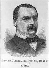 Portrait of Stephen Grover Cleveland (1837-1908) designed for the  presidency of the American republic by the delegates of the states.  Engraving in 'Le Monde Illustré'