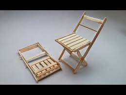 Popsicle Or Ice Cream Stick Folding Chair Making Diy Miniature Youtube Miniature Chair Folding Chair Wooden Folding Chairs