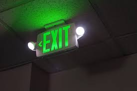 White Led Exit Sign Emergency Light Combo W Battery Backup Single Or Double Face Adjustable Light Heads Super Bright Leds