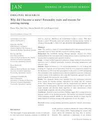 When enrolling in your diploma of nursing (after you've applied and been. Pdf Why Did I Become A Nurse Personal Traits And Reasons For Entering Nursing