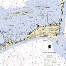 North Carolina Cape Hatteras Hatteras Island Clam Shoal Nautical Chart Decor
