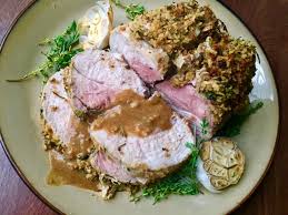 Generously season pork tenderloin with salt and pepper. Herb Garlic Pork Roast With Honey Mustard Sauce