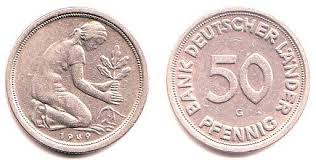50 pfennig 1949 g fehlprägung bank deutscher länder. 50 Pfennig Bank Deutscher Lander 1949 G Maba Shop