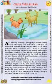 Ia sering melihat kucing berburu dan berpikir, kalau ia berburu, tentu ia akan mendapat mangsa yang lebih besar dan ia dapat makan sampai puas. Anjing Yang Menjatuhkan Cincin Majikannya Ke Dalam Sungai Ebook Anak