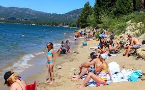 Expect cold temperatures during snowstorms and at night, but days can climb into the 50s and 60s degrees fahrenheit (10 to 15 degrees celsius). Massive Winter Means Smaller Beaches At Lake Tahoe This Summer Tahoedailytribune Com