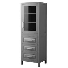 Use as a single standalone furniture or alongside a bathroom vanity as a vanity side cabinet. Wyndham Collection Daria 24 In W X 71 1 4 In H X 20 In D Bathroom Linen Storage Tower Cabinet In Dark Gray Wcv2525ltkg The Home Depot