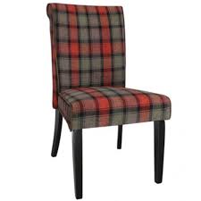 The chair is upholstered in traditional red tartan with wooden legs and current trends make it perfectly acceptable to paint the legs to inject some colour. Taupe And Red Tartan Highlander Dining Chair Contemporary Modern Furniture From Homesdirect 365 Uk