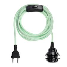 Lutin de noël à suspendre vert menthe : Suspension Luminaire Fil Electrique Tissu 4 5m E27 Avec Interrupteur Baladeuse Deco Vert Menthe Hoopzi Bala Leroy Merlin