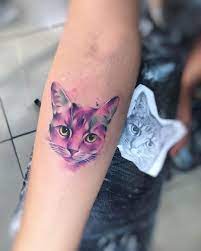Skin deep ink tattoo & body piercing. Ct Ab Tattoo Tatuaje Cat Gato Colors Aquarelle Watercolor Rosado Pink Grey Felino Ab Watercolor Cat Tattoo Cat Face Tattoos Cat Tattoo