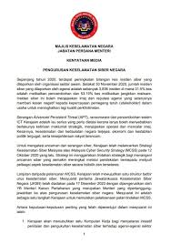 Prosiding simposium kebudayaan indonesia adalah lebih liberal dan terbuka iaitu tidak wujud lagi monopoli oleh agensi awam. National Cyber Security Agency Malaysia Posts Facebook