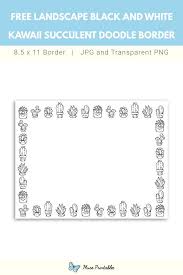 Black And White Gingham Border Free Printable Landscape Kawaii Succulent Doodle Border In 2020 Doodle Pages Printable Border Doodle Borders