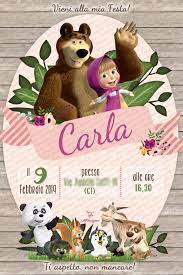 Digital Masha And The Bear Birthday Party Invitation Printable Invitation Whatsapp Invitation Baby Girl Party Invite Invitation Masha And Bear Feste Di Compleanno A Tema Inviti Alla Festa Di Compleanno Feste