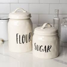 Ceramic Kitchen Canisters Set Of 2 Antique Farmhouse