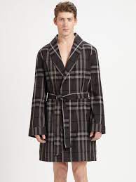 Burberry Check Robe In Dark Charcoal Black For Men Lyst