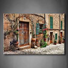 Spanish/mediterranean exterior by other metro windows, pella windows and doors mediterranean homes were inspired by the seaside villas found in spain, france, and italy. Streets Of Old Mediterranean Town Flower Door Windows Wall Art Painting Picture Print Canvas Architecture Picture For Home Decor Art Painting Wall Art Paintingpainting Picture Aliexpress