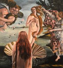 Maleri af sandro botticelli (da); Watching The Birth Of Venus Botticelli Painting By Escha Van Den Bogerd Saatchi Art