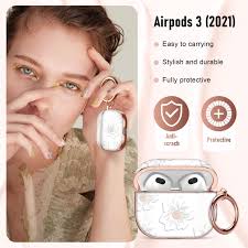 Maxjoy for AirPods 3rd Generation Case Cover, Cute Electroplating with Gold  Heart Pattern with Lanyard Shockproof Cover for Girls Woman Airpods 3 ...