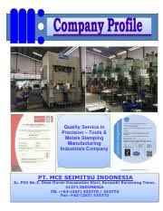 Toso industry indonesia merupakan sebuah perusahaan yang bergerak dibidang manufacture windows treatment memproduksi dan menjual berbagai produk window decoration. 2019 04 22 Pt Mce Seimitsu Indonesia Company Profile Dikonversi 1 Quality Service In Precision U2013 Tools Metals Stamping Manufacturing Course Hero