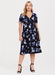 Black Floral Studio Knit Wrap Dress In 2020 Knit Wrap Dress Wrap Dress Floral Dresses