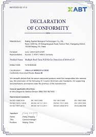It is a symbolic document that reflects a device manufacturer's commitment to quality and its overall compliance with 93/42/eec, the european medical device. Declaration Of Conformity Xabt Supplies Pcr Kit For Detection Of 2019 Ncov To The Eu Market