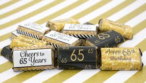 65th Birthday Party Favor Ideas Black And Gold 65th Birthday Party Mini Candy Bar Stickers 45 Count 65th Birthday 65th Birthday Party Favors Miniature Bar