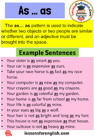 Uses As As Definition And 12 Example Sentences With As As The As As Pattern Is Used To Ind Good Vocabulary Words English Phrases Learn English Vocabulary