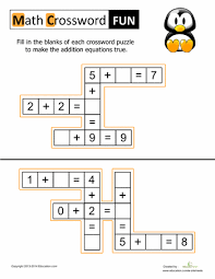 Each link below points to a printable pdf sheet which also has an answer sheet attached. Math Crosswords Worksheet Education Com Kids Math Worksheets Maths Puzzles Crossword