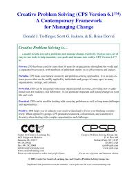 He based future problem solving on the creative problem solving process developed for business by alex osborn and sidney parnes over forty years ago. Creative Problem Solving Cpsversion61 Creativity Brainstorming