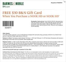 20% off receive 10% off your order at barnes & noble with this coupon code. Free 30 B Gift Card With The Purchase Of A Nook Hd Or Nook Hd Sounds Like A Deal To Me Printable Coupons Free Printable Coupons Barnes And Noble