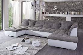 Wohnlandschaft Novello Soft Kunstleder Weiss Magma Grau Woody 49 00031 Webstoff Modern Jetz Wohnzimmer Grau Weiss Einrichtungsideen Wohnzimmer Grau Wohn Design