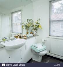 mirrored wall above basin built into