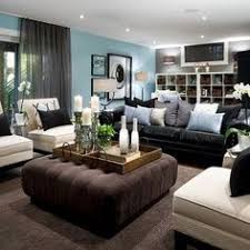 Living Room Decorating Ideas With Black Leather Sofa Furniture Brown Living Room Decor Brown And Blue Living Room Basement Living Rooms