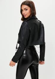 missguided black super cropped biker jacket bikerjacke mode outfits frauen leggings mode