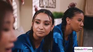 Free Lesbo honey Blake Blossom won the wager so her allies oriental Nicole  Doshi, latin babe Hailey Rose and black Ameena Green take turns licking her  vagina. Porn Video - Ebony 8