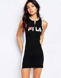 Fila Zip Front Bodycon Dress With Front Logo At Asos Com Fila Dress Fila Outfit Sporty Dress