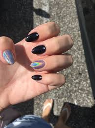 Almond Black Acrylic Nail Designs Acrylic Holographic Nails Almond Black Short Holographic Nails Acrylic Short Gel Nails Holographic Nails