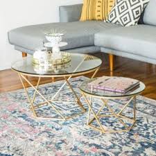 Shop bellacor for geometric glass nesting coffee tables black by walker edison furniture co. Bohemian Geometric Glass Nesting Coffee Table Set Glass Gold Gold Modern Living Room Table Living Room Table Sets Living Room Table