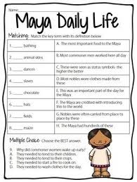 Maya Daily Life Reading Comprehension Worksheet Mayans For Kids Social Studies Elementary Homeschool Social Studies
