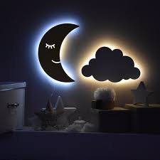 Moon Wall Light Nursery Lighting Wooden Nightlight For Baby Etsy Nursery Lamp Kids Room Lighting Baby Nursery Light
