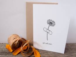 Gute Besserung Karte Grusskarte Klappkarte Genesungswunsche Blume Illustration Pflaster Gute Besserung Karte Grusskarte Grusskarte