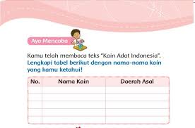 Sejumlah soal ada dalam buku tema 6 subtema 2 pembelajaran 4 kelas 3 sd buku siswa tematik terpadu kurikulum 2013 edisi revisi 2018 halaman 84 sampai 88. Kunci Jawaban Tema 7 Kelas 3 Halaman 83 84 85 86 87 88 89 90 91 92 Buku Tematik Lengkapi Tabel Nama Kain Metro Lampung News