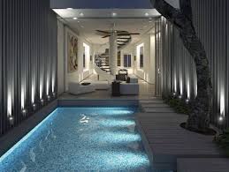 Bricklaying build a mini swimming pool water with mini bricks, concrete. 10 Minimalist Swimming Pool Designs For Small Terraced Houses Modern Patio Design Small Pool Design Swimming Pools