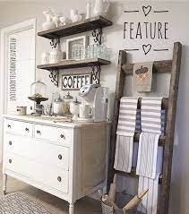Where to put a coffee station. This Coffee Corner Idea Makes Use Of An Old Dresser That Has Been Repurposed To Be Used As A Coffee Ser Coffee Nook Coffee Bars In Kitchen Home Coffee Stations