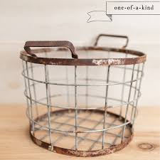 Small wire basket with wood handle. Farmhouse Wire Basket From Susie