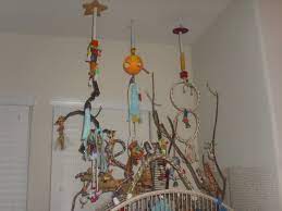 Use fishing line, sewing string, or something equally thin and light. Diy Hanging Bird Playground Petdiys Com Diy Hanging Diy Playground Bird