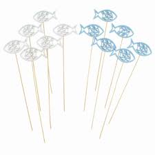 Der holzfisch ist ein instrument, das den tagesablauf der mönche am tempel bestimmt. 12 Stecker Fische Ca 8 5x30cm Blau Weiss Holz Blumenstecker Deko Holzfische Floral Direkt