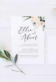 Printable Wedding Invitation And Rsvp Card Blush And Green Watercolour Foliage Minimal Boho Wedding Invitation Rustic Wedding Wedding Wedding Invitations Boho Sunset Wedding Invitations Wedding Invitations Rustic
