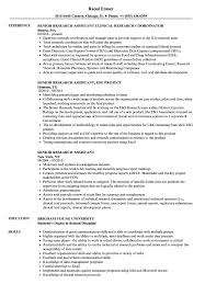 Senior Research Assistant Resume Samples Velvet Jobs