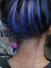 Subtle Blue And Purple Layered Streaks Hair Streaks Hair Styles Black Hair Tips