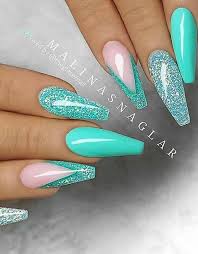 Alibaba.com offers 875 acrylic nails feet products. Aqua Blue With Pink And Glitter Nails Teal Nails Elegant Nails Coffin Nails Designs